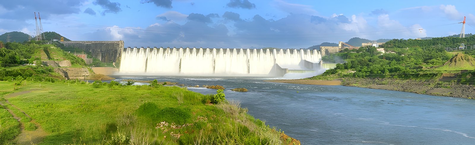 Sardar Sarovar Dam with water release