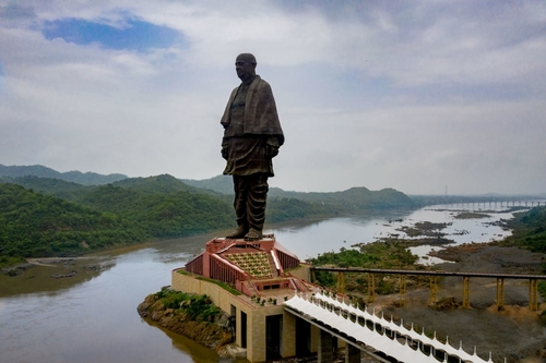 Aerial view of the Statue of Unity
